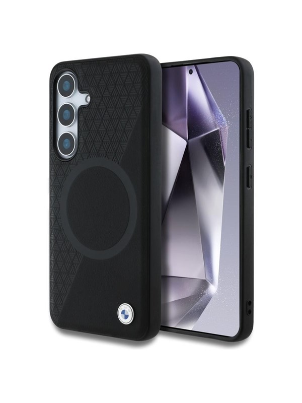 BMW Leather Half Textured MagSafe Case for Samsung Galaxy S25 - Black