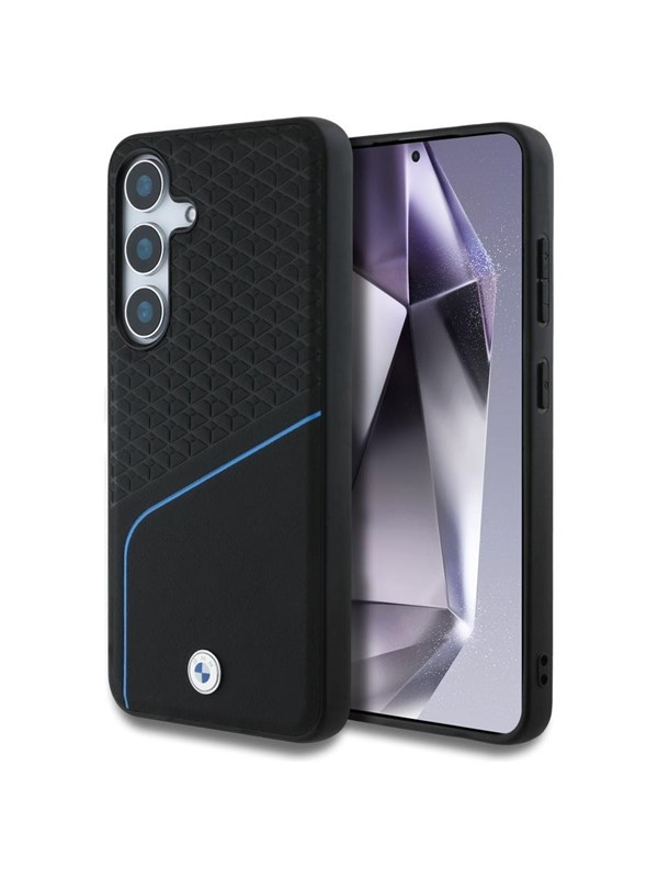 BMW Leather Textured and Smooth MagSafe Case for Samsung Galaxy S25 - Black