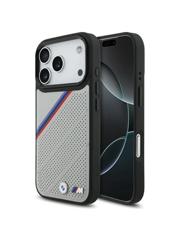 BMW M Tricolor Metal Logo MagSafe Case for iPhone 17 Pro - Gray