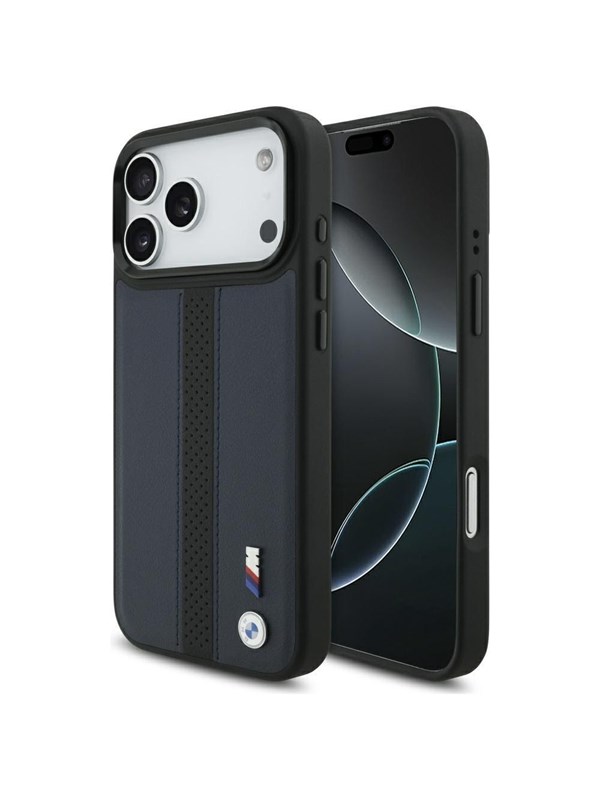 BMW M Perforated Stripe Logo MagSafe Case for iPhone 17 Pro Max - Navy Blue