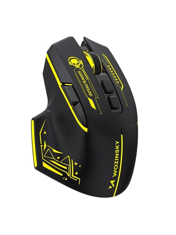 Wozinsky WMGB-1181 Wireless Optical Gaming Mouse 3200 DPI with Built-in Battery and Backlight - Black and Yellow - Gaming muis - Optische led - 4 knoppen - Zwart