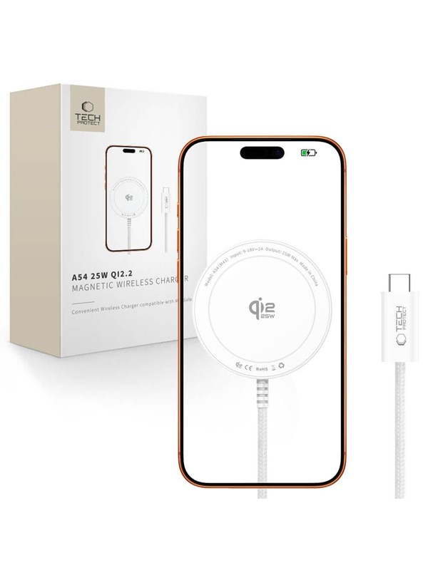 Tech-Protect A54 MagSafe 25W QI2.2 Wireless Charger - White