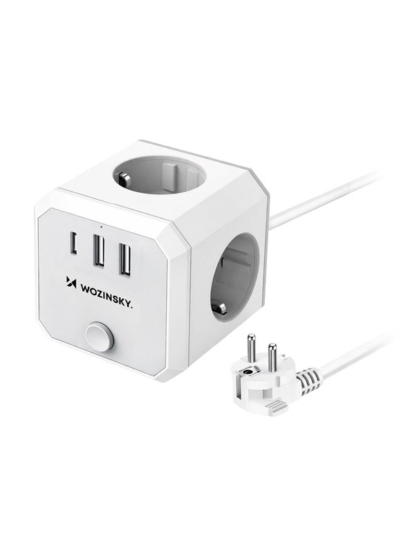 Wozinsky WKZ-3B Power Cube 4x AC 2x USB-A 1x USB-C 4000 W with 1.8 m Cable - White