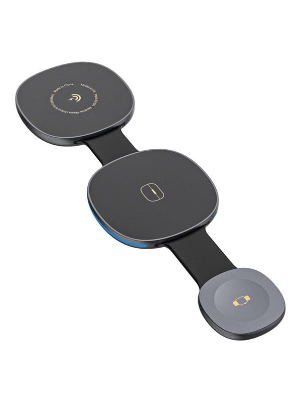 Dudao A11S 3-in-1 Wireless Charger Compatible with MagSafe Smartphone Smartwatch Headphones - Black