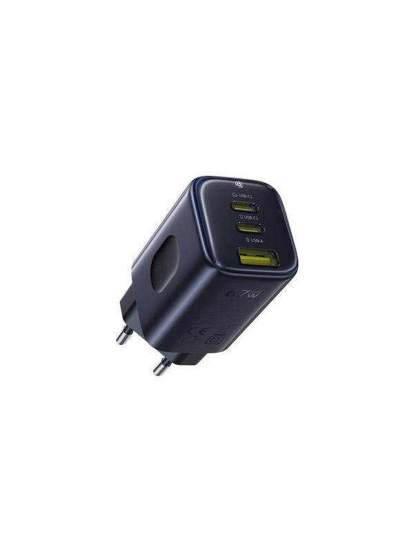 Baseus PicoGo AE11 67W Wall Charger with Two USB-C Ports and a USB-A Port - Black