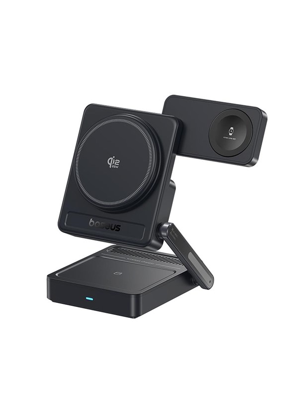 Baseus PicoGo AF21 3in1 Qi2.2 35W Wireless Charger with 45W EU Power Adapter and 1m USB-C Cable - Black