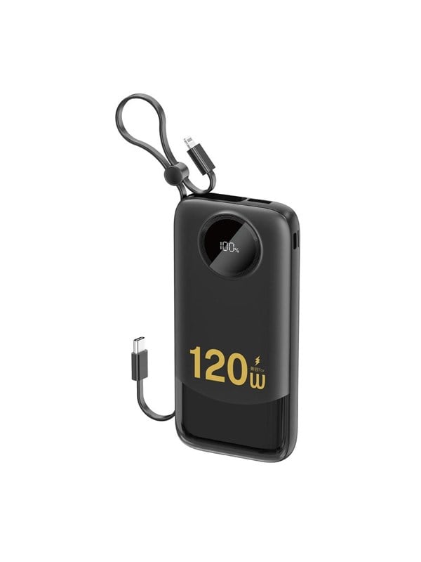 Dudao K13 10000mAh Powerbank with Built-in Cable - Black