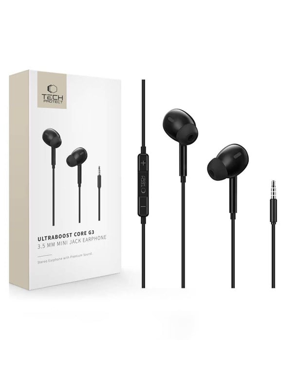 Tech-Protect Ultraboost Core G3 Mini Jack Wired Headphones - Black