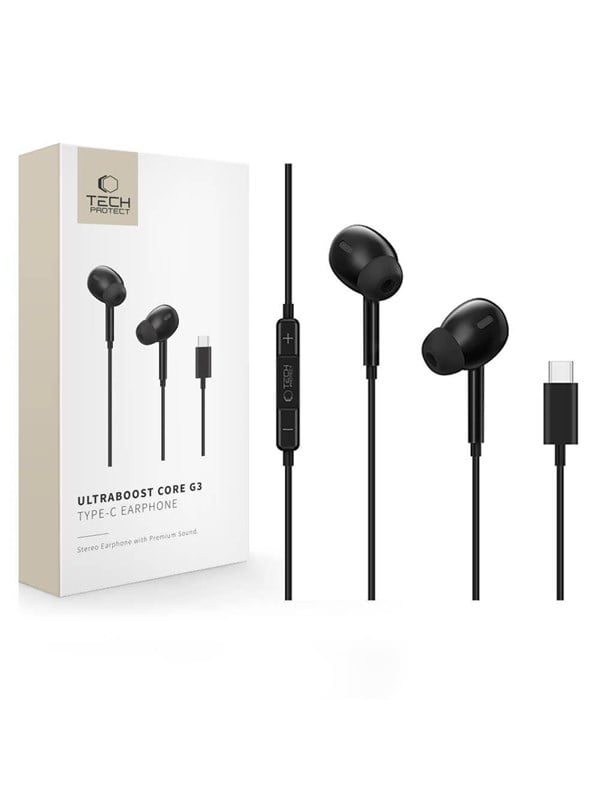 Tech-Protect Ultraboost Core G3 USB-C Wired Headphones - Black