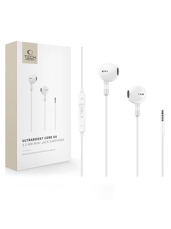 Tech-Protect Ultraboost Core G4 Mini Jack Wired Headphones - White