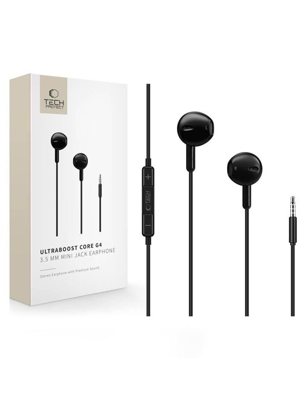 Tech-Protect Ultraboost Core G4 Mini Jack Wired Headphones - Black