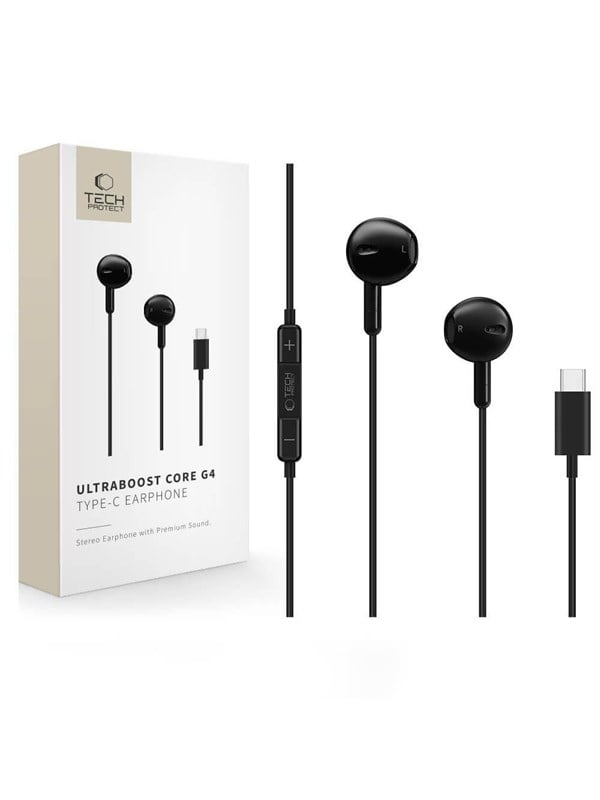 Tech-Protect Ultraboost Core G4 USB-C Wired Headphones - Black
