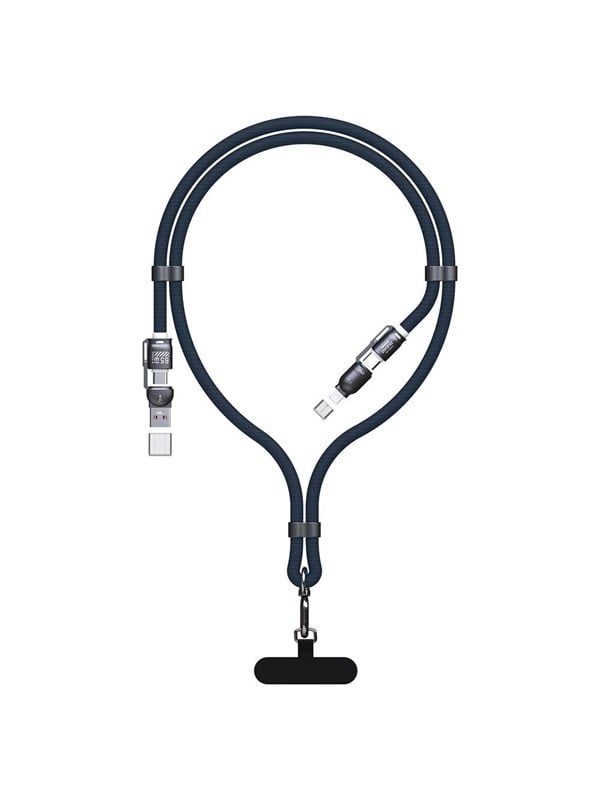 Dudao L20Max 65W 4-in-1 Cable with Lanyard USB-C to USB-C with Lightning and USB-A Adapters - Blue
