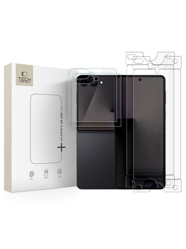Tech-Protect Glass Fit+ 2-Pack tempered glass + Hydro Flex+ 2-Pack hydrogel film for Samsung Galaxy Z Flip 7 / 8