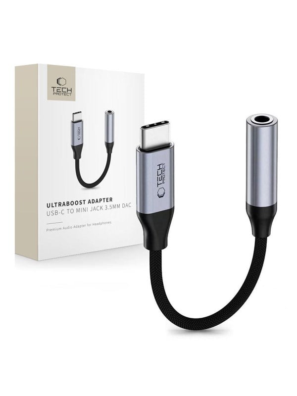 Tech-Protect Ultraboost USB-C to Mini Jack 3.5mm DAC adapter - dark gray