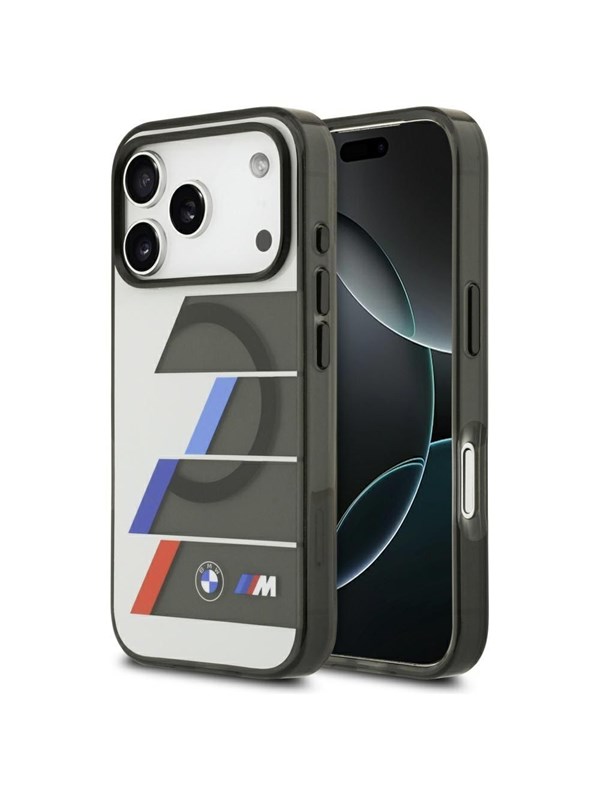 BMW M IML Metal Buttons Tricolor Lines MagSafe Case for iPhone 17 Pro - Gray