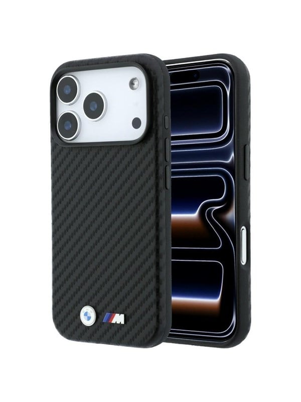BMW M Carbon Metal Logo MagSafe Case for iPhone 17 Pro / 18 Pro - Black