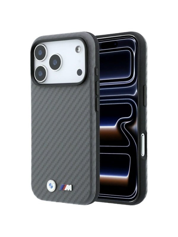 BMW M Carbon Metal Logo MagSafe Case for iPhone 17 Pro Max / 18 Pro Max - Gray