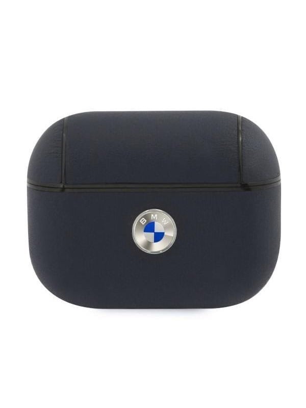 BMW Genuine Leather Silver Logo AirPods Pro Case - Navy Blue