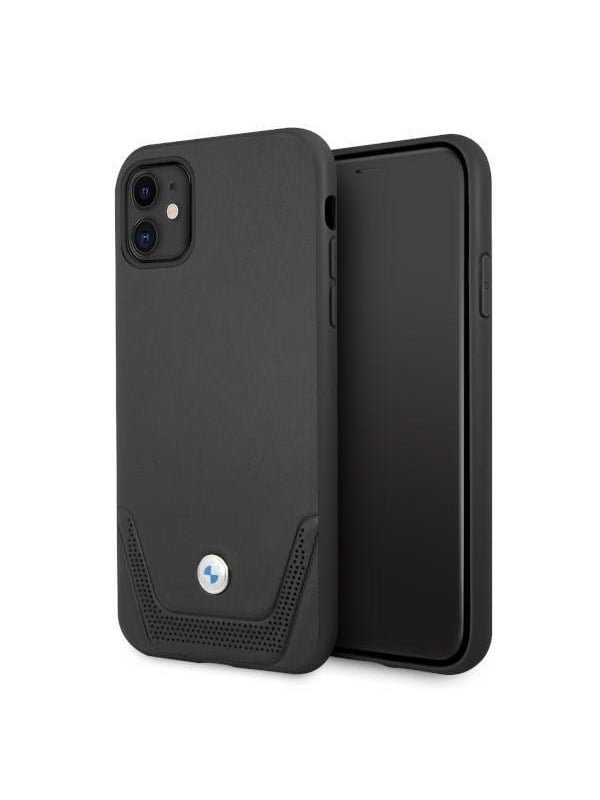 BMW Perforated Lower Stripe Leather Back Cover - Geschikt voor Apple iPhone 11 (6.1") - Zwart