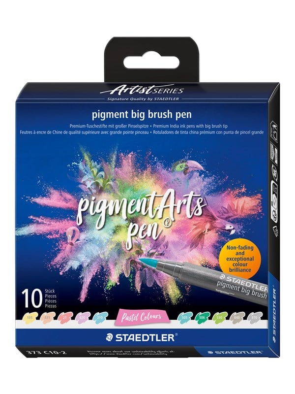 STAEDTLER Artist Series Pigment Arts Pen Big Brush - 10 pastelkleuren