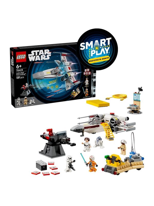 LEGO® Star WarsTM SMART PlayTM: Luke's Red Five X-WingTM Interactief Bouwspeelgoed - Alles-in-Eén Set - Reageert op hoe je Beweegt en Speelt met een SMART-Steen - Cadeau voor Jongens, Meisjes en Kinderen Vanaf 6 Jaar - 75423