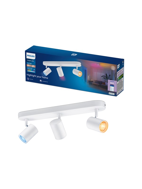 Philips Smart Lighting - Opbouwspot - 3 Spots - RGB - Gekleurd en instelbaar wit licht - Dimbaar - Wit - 3x5W - GU10 fitting - Werkt met de WiZ app - Wifi