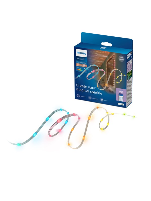 Philips Smart Lighting - Fairy Light Lichtslinger - Lengte: 10m - RGBIC - Gekleurd en instelbaar wit licht - Dimbaar - Werkt met de WiZ app - Wifi