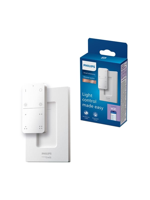 Philips Smart Lighting - Dimschakelaar - Bedien de hele kamer - Dimmen - 4 lichtscènes - Werkt op batterijen - Afstandsbediening met aanpasbare instellingen - Werkt met de WiZ app - Wifi
