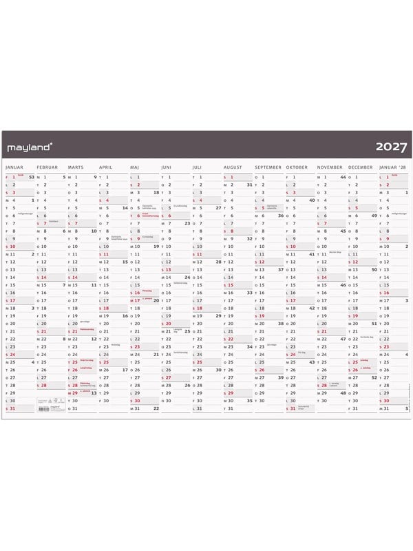Mayland Kæmpekalender Moderne 1x13 mdr. papir rør 2027