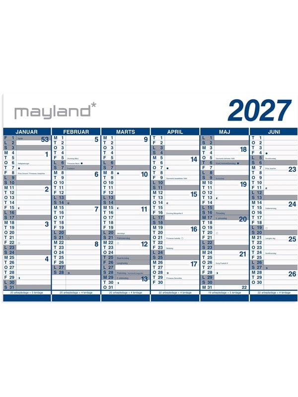 Mayland Kæmpekalender 2x6 mdr. PP-plast rør 2027