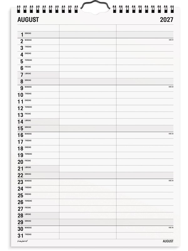 Mayland Familiekalender Black and white 2 kol. 2027