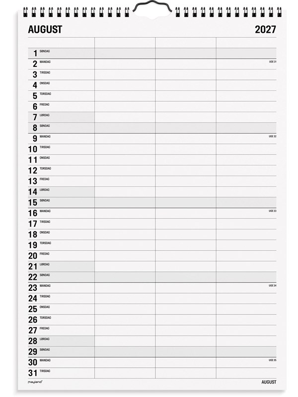 Mayland Familiekalender Black and white 3 kol. 2027