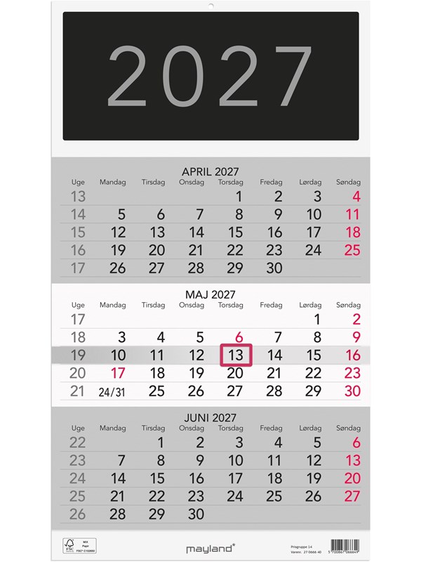 Mayland Vægkalender Triplanner 2027