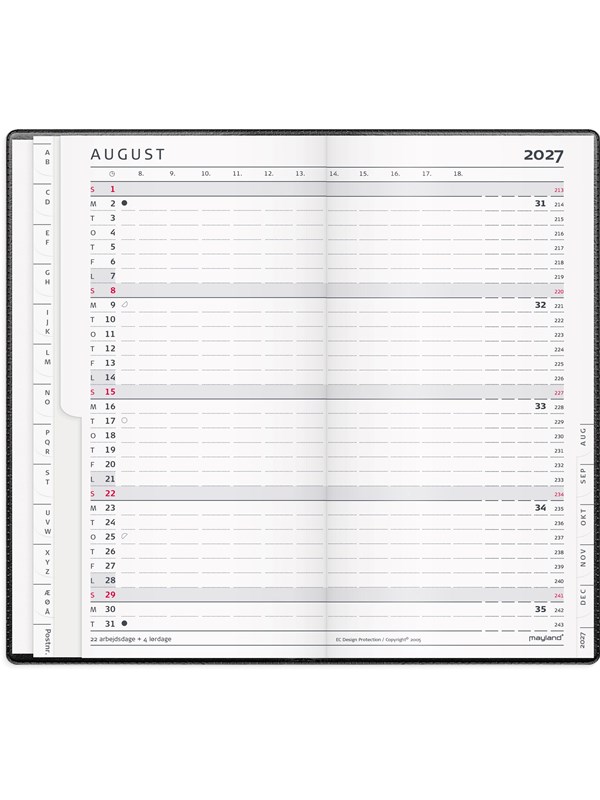 Index Planner månedskalender sort vinyl 2027