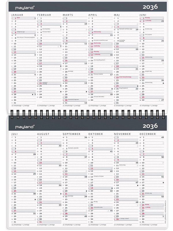Mayland 10-årskalender A5 m/illu. 2027