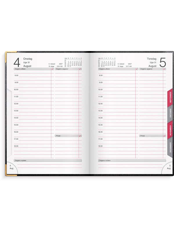 Mayland Årbog dagkalender sort kunstskind indbundet 2027