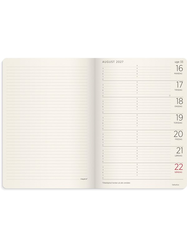 Mayland A5 Forma Deluxe ugekalender tværf. brun kunstskind 2027