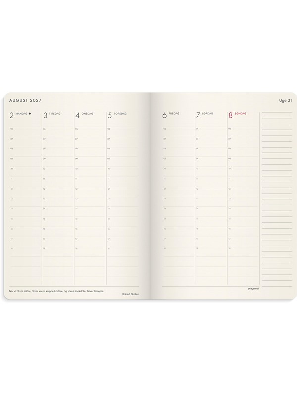 Mayland A5 Forma Deluxe ugekalender højf. brun kunstskind 2027