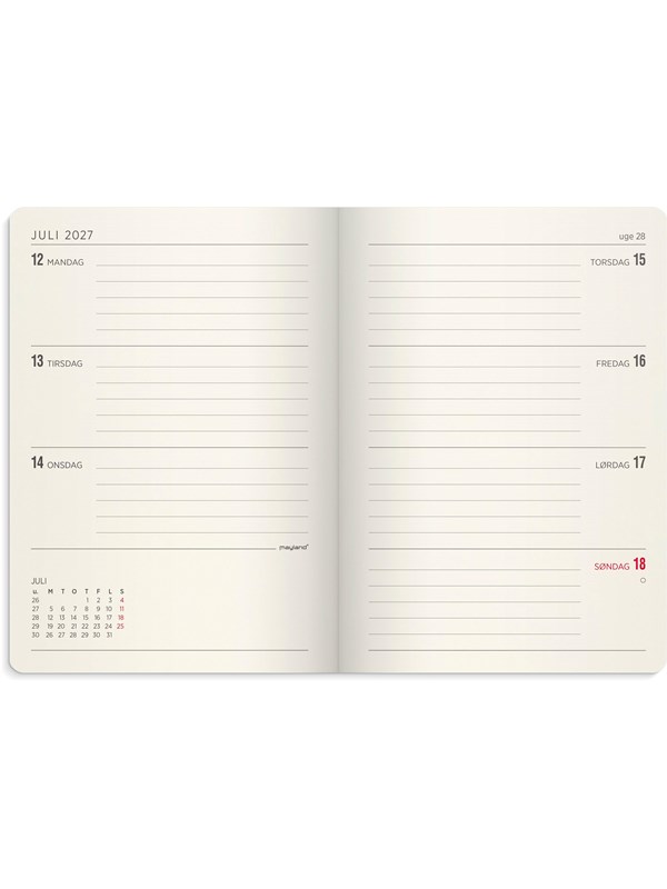 Mayland A6 Forma Deluxe ugekalender tværf. sort kunstskind 2027