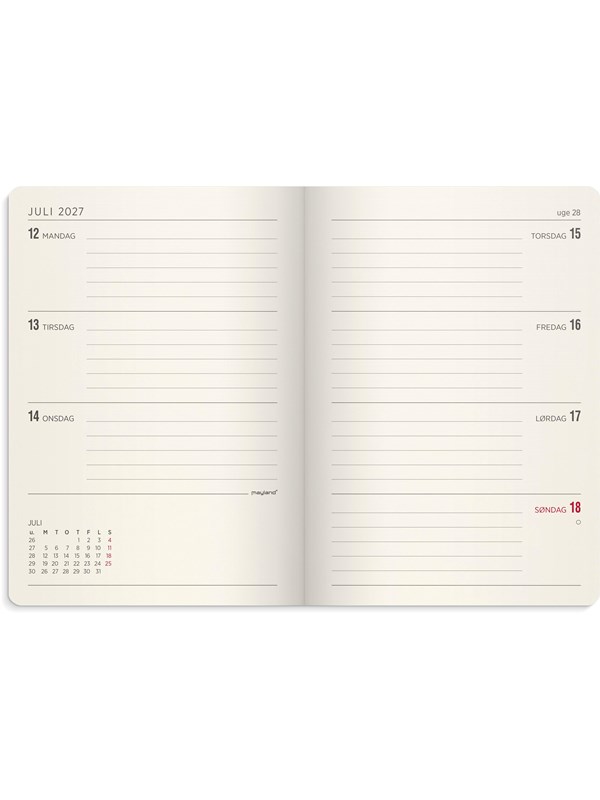 Mayland A6 Forma Deluxe ugekalender tværf. brun kunstskind 2027