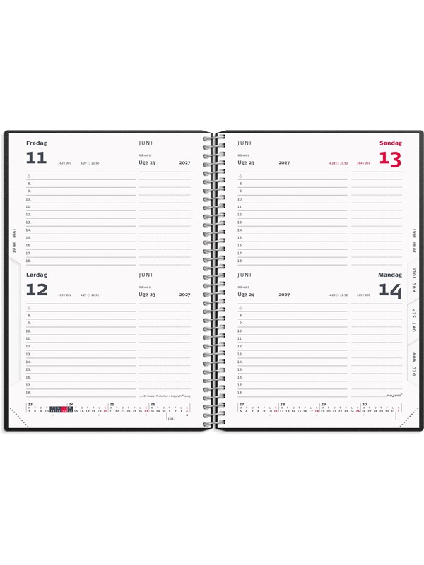 Mayland 2-dages-kalender sort PP-plast 2027