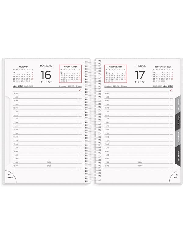 Mayland Dagkalender hvid PP-plast 2027
