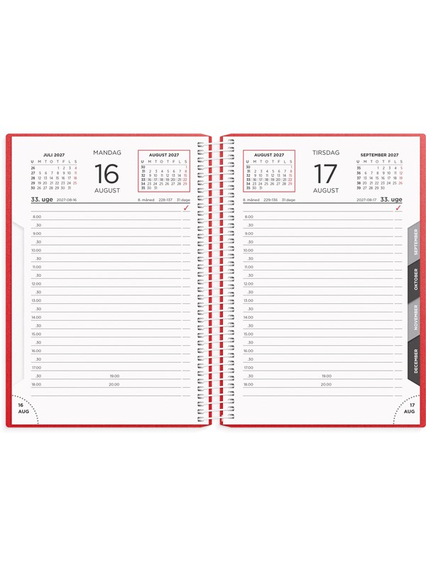 Mayland Dagkalender rød PP-plast 2027