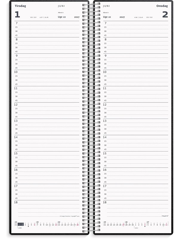 Mayland Spiralnoteringskalender dag sort PP-plast 2027