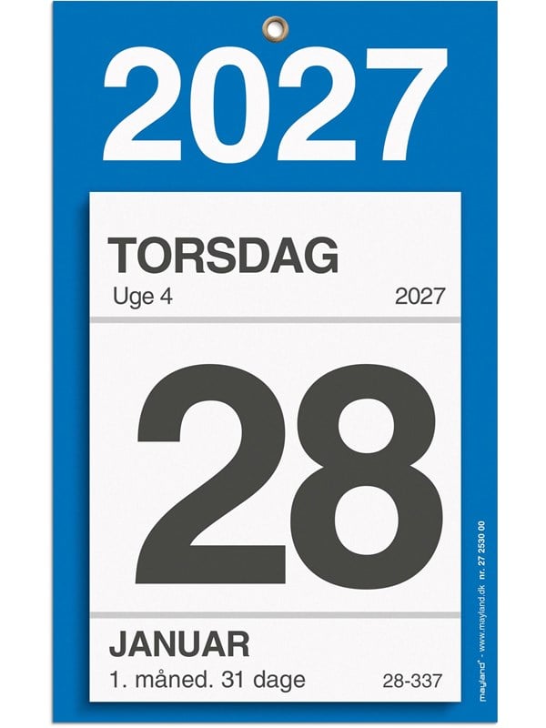Mayland Kontorafrivningskalender m/bagsidetekst 2027