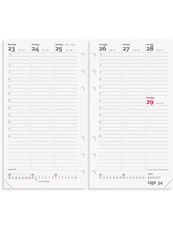 Mayland System PP ugekalender højformat REFILL 2027