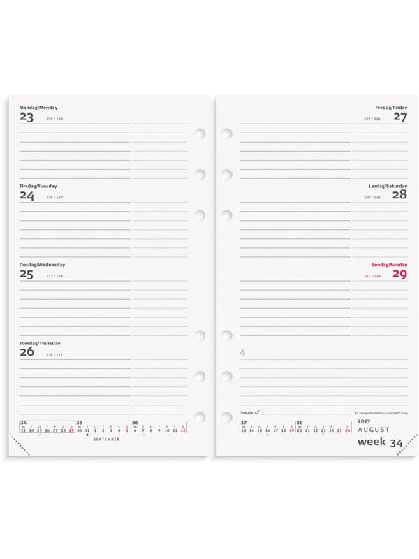 Mayland System PP International ugekalender tværf. REFILL 2027