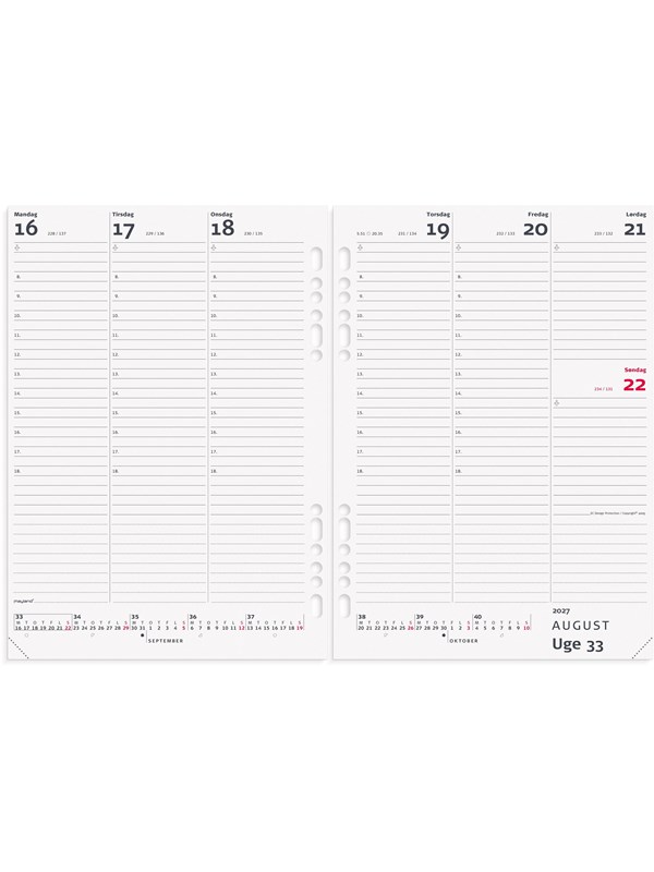 Mayland System A5 ugekalender højformat REFILL 2027