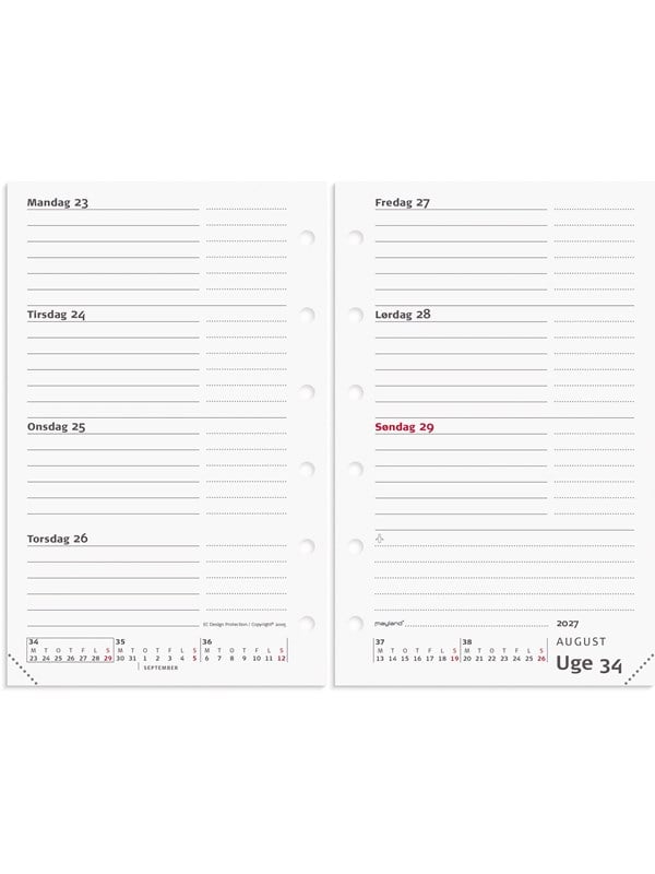 Mayland System Mini ugekalender tværformat REFILL 2027